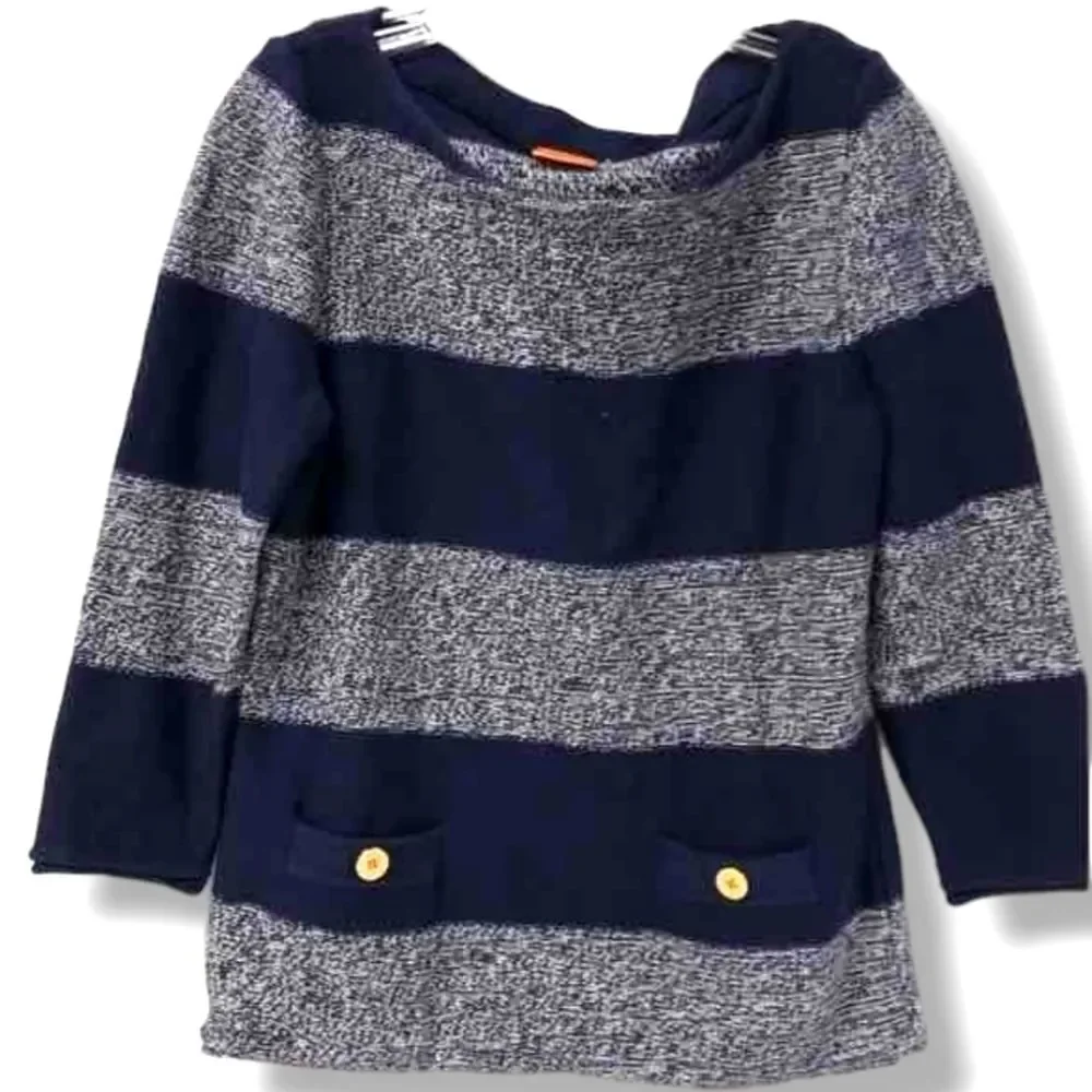 Tory BURCH Cotton & Merino Wool Knit Nautical Stripped Sweater Size Large